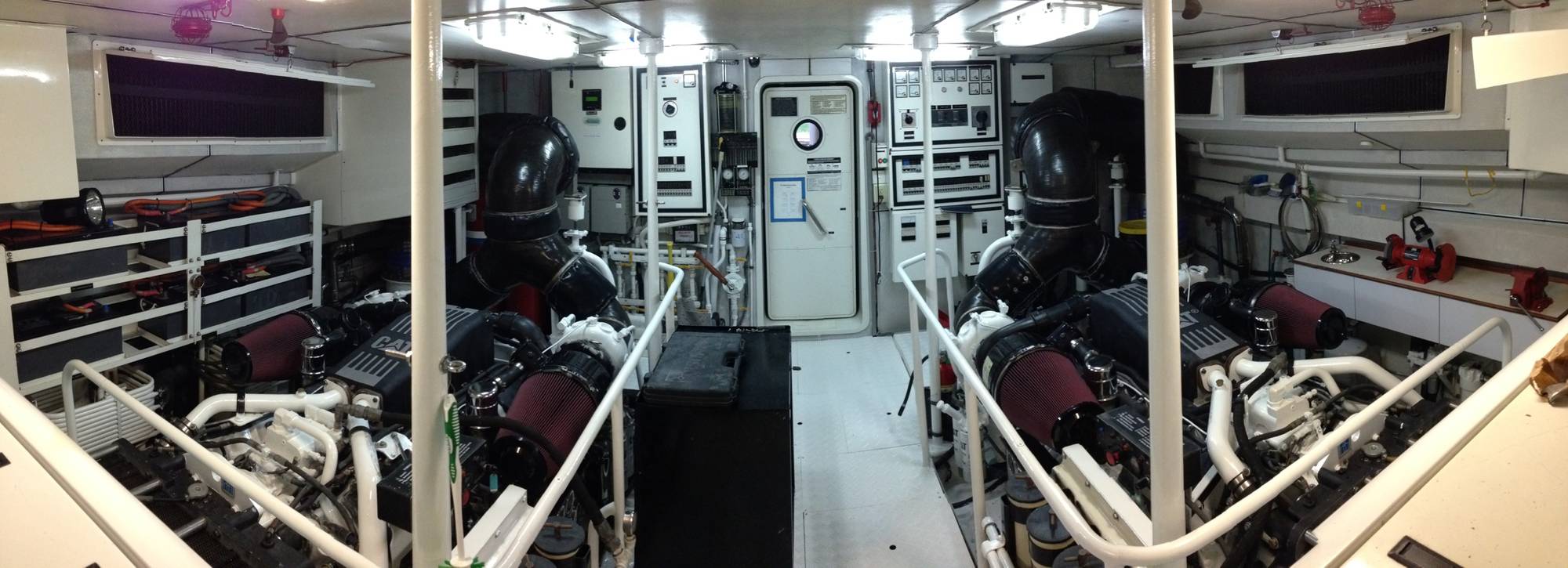 Engine room with twin engines