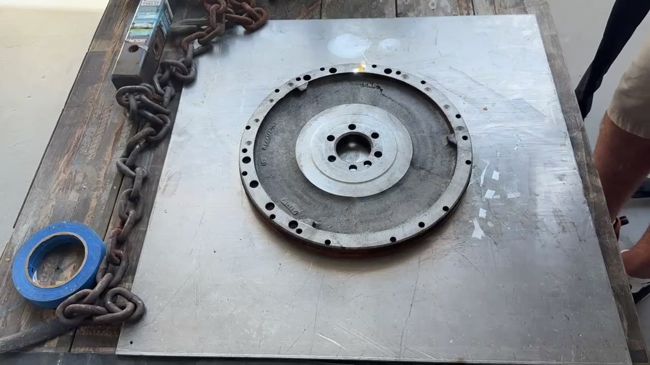 The same flywheel after laser cleaning
