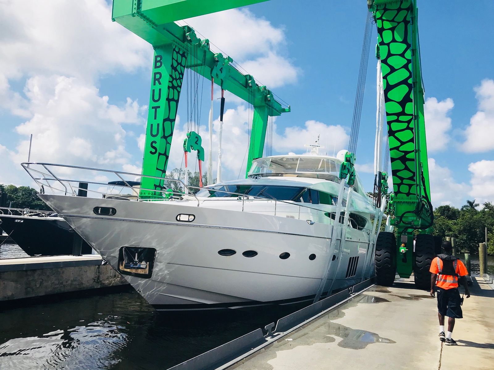 Yacht in a travel lift