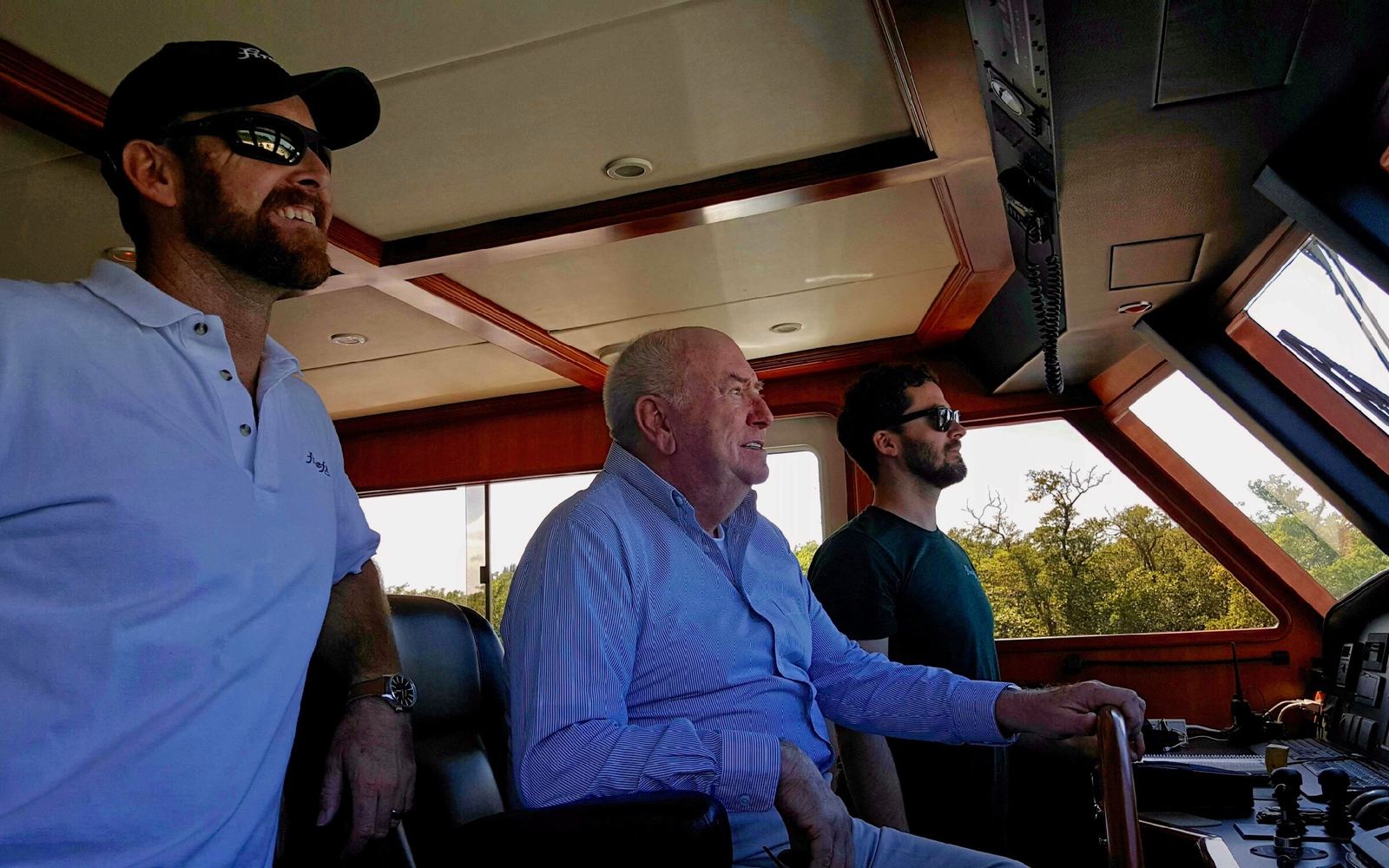 Captain and crew at the helm